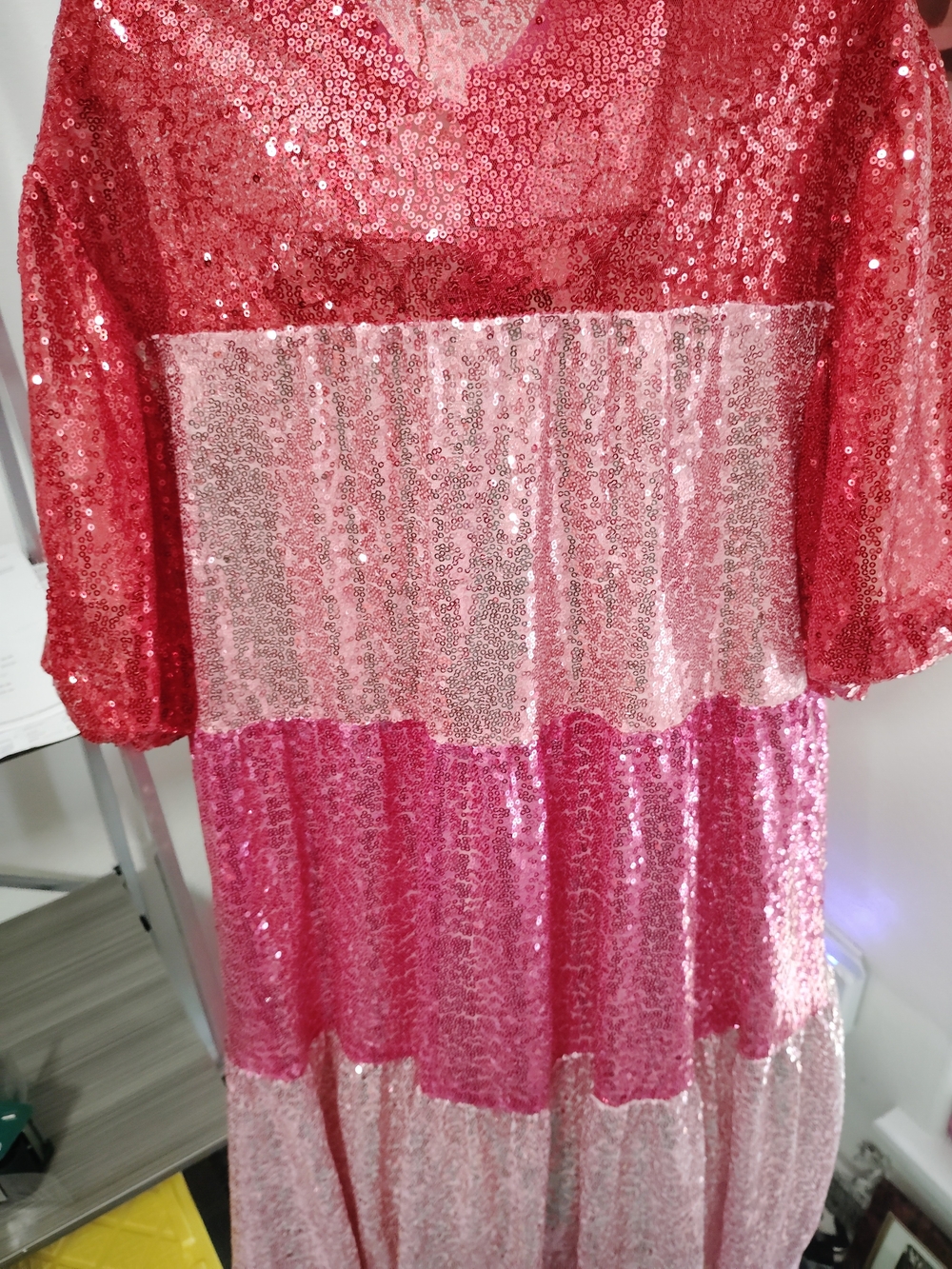 Ladies  Pink Sequin Tiered Party Dress